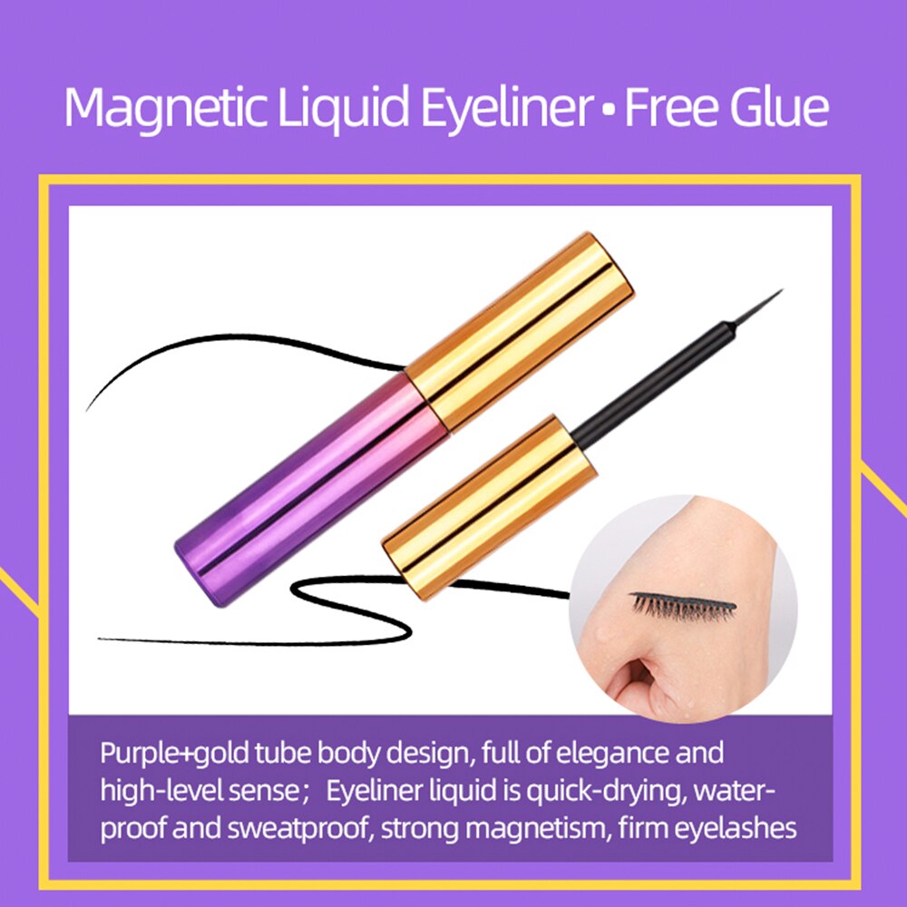 Natural Long Faux Mink Magnetic Eyelashes Full Kit Set (5 Pairs)-Magnetic Eyelash-UNIQSO UK