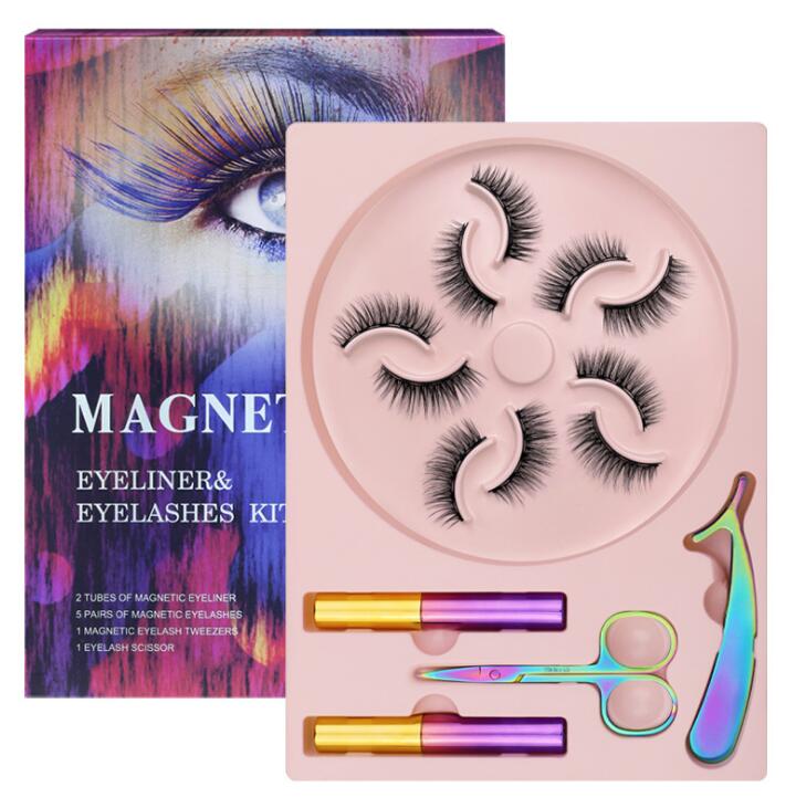 Natural Long Faux Mink Magnetic Eyelashes Full Kit Set (5 Pairs)-Magnetic Eyelash-UNIQSO UK