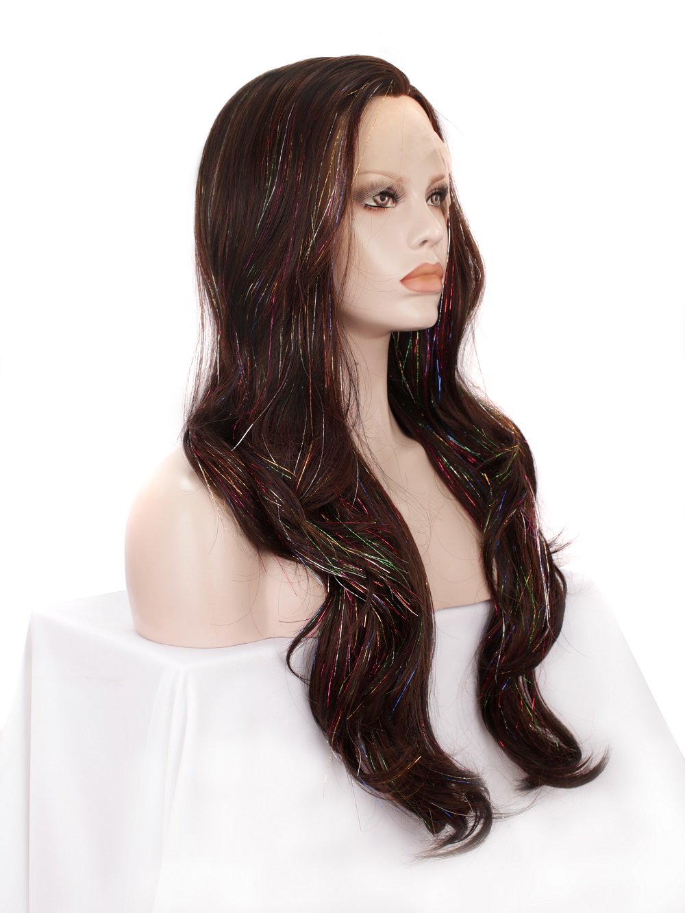 Premium Wig - Copper Blend Shiny Tinsel Lace Front Tinsel-Lace Front Wig-UNIQSO UK