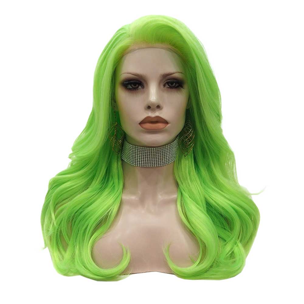 Premium Wig - Fluorescent Green Side Sweep Long Lace Front Wig-Lace Front Wig-UNIQSO UK