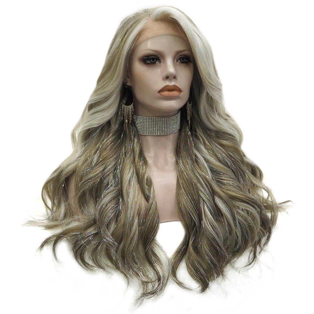 Premium Wig - Long Tinsel Grey Ombre Lace Front Wig-Lace Front Wig-UNIQSO UK