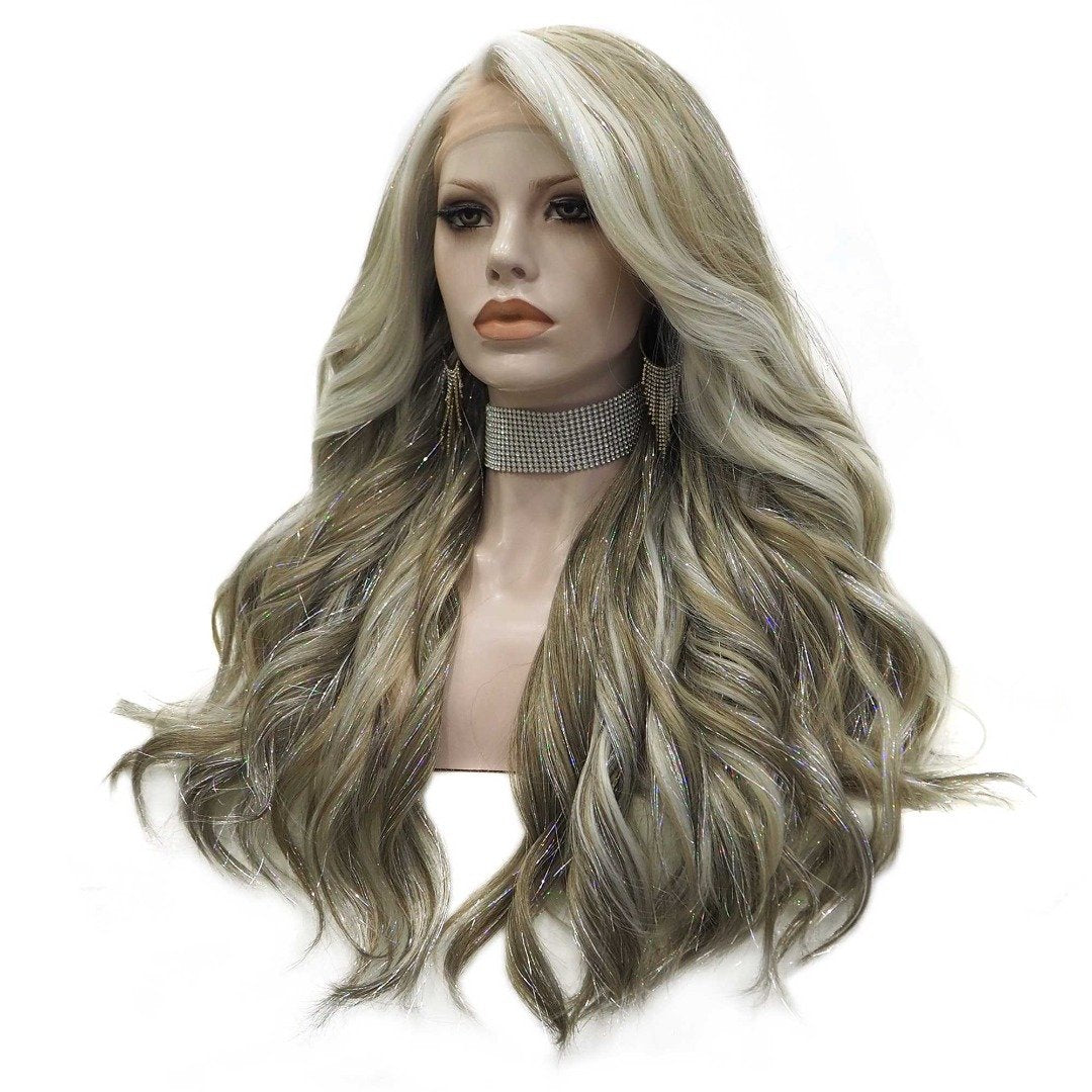 Premium Wig - Long Tinsel Grey Ombre Lace Front Wig-Lace Front Wig-UNIQSO UK