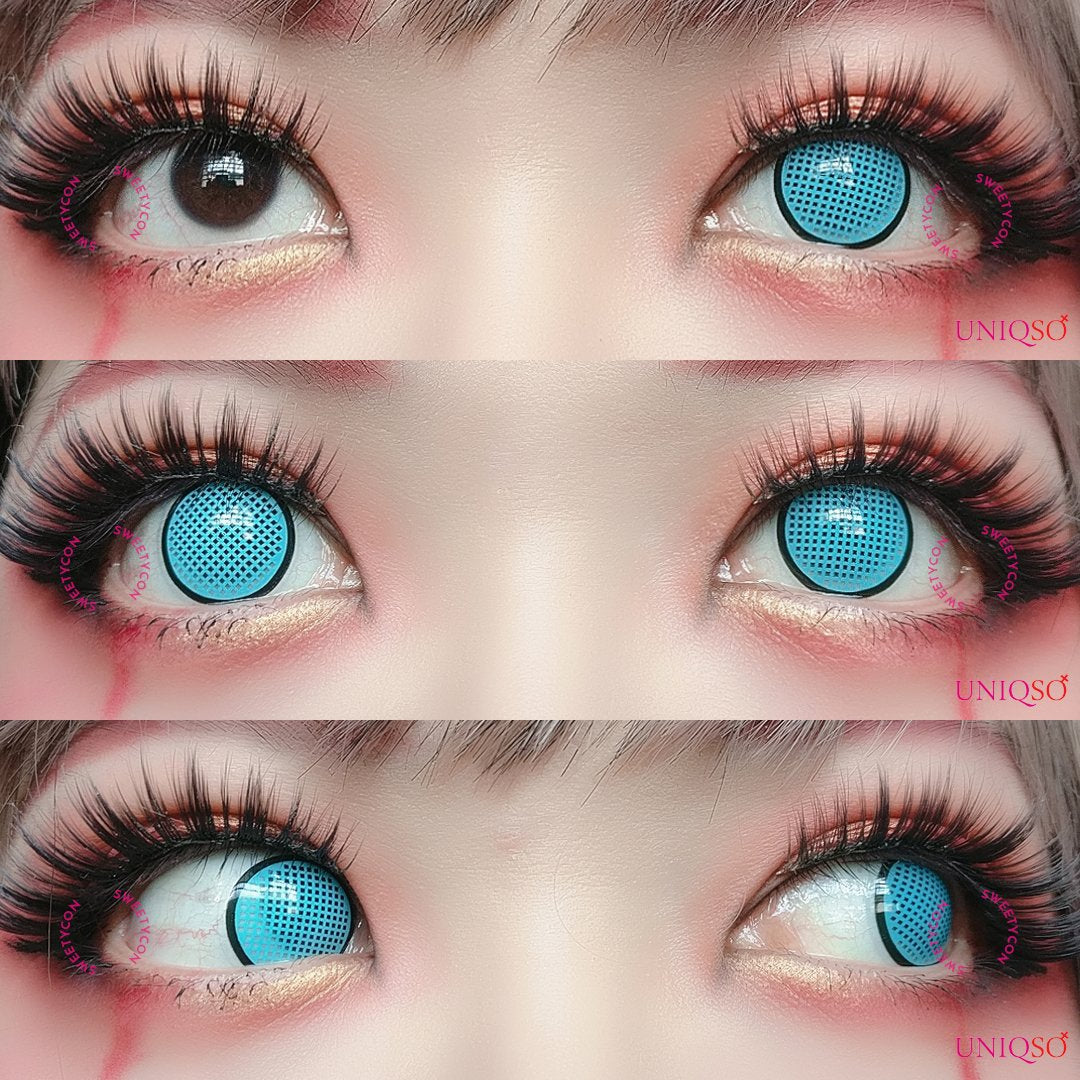 Sweety Crazy Cyan Mesh / Blue Screen with Black Rim (1 lens/pack)-Crazy Contacts-UNIQSO UK