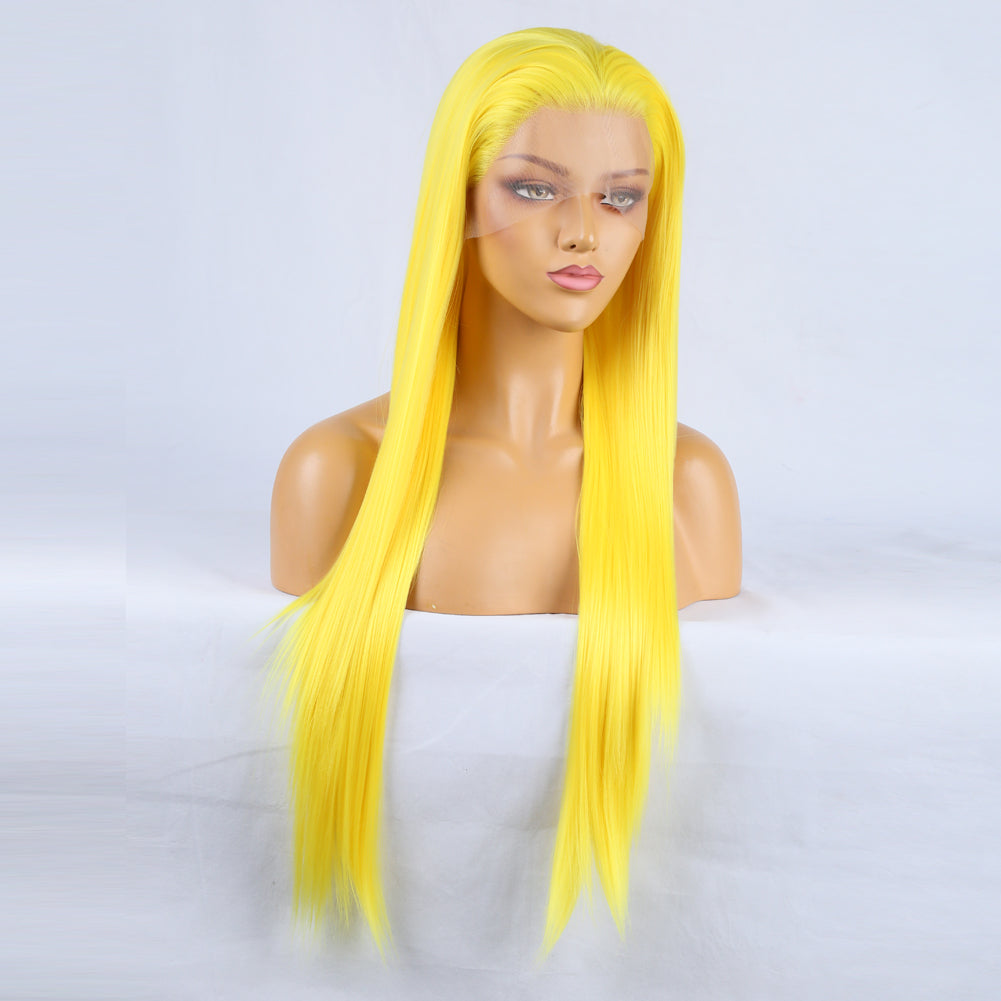 Tempting Yellow Front Lace Long Bangs-Lace Front Wig-UNIQSO UK