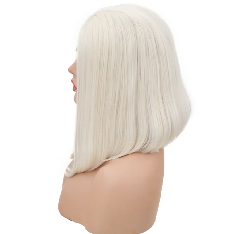 White Pearl Velvet Front Lace Bob Wig-Lace Front Wig-UNIQSO UK