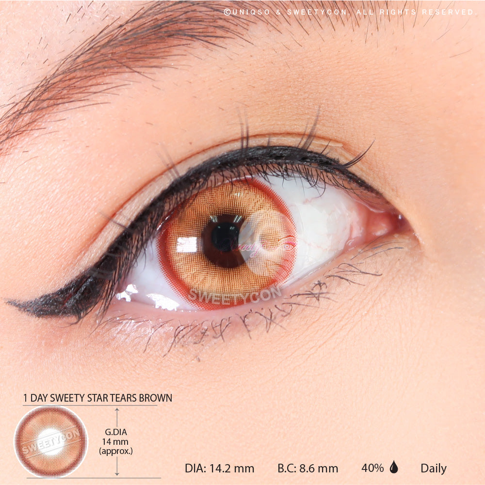 1 Day Sweety Star Tears Brown (2 or 10 lenses/pack)-Colored Contacts-UNIQSO UK