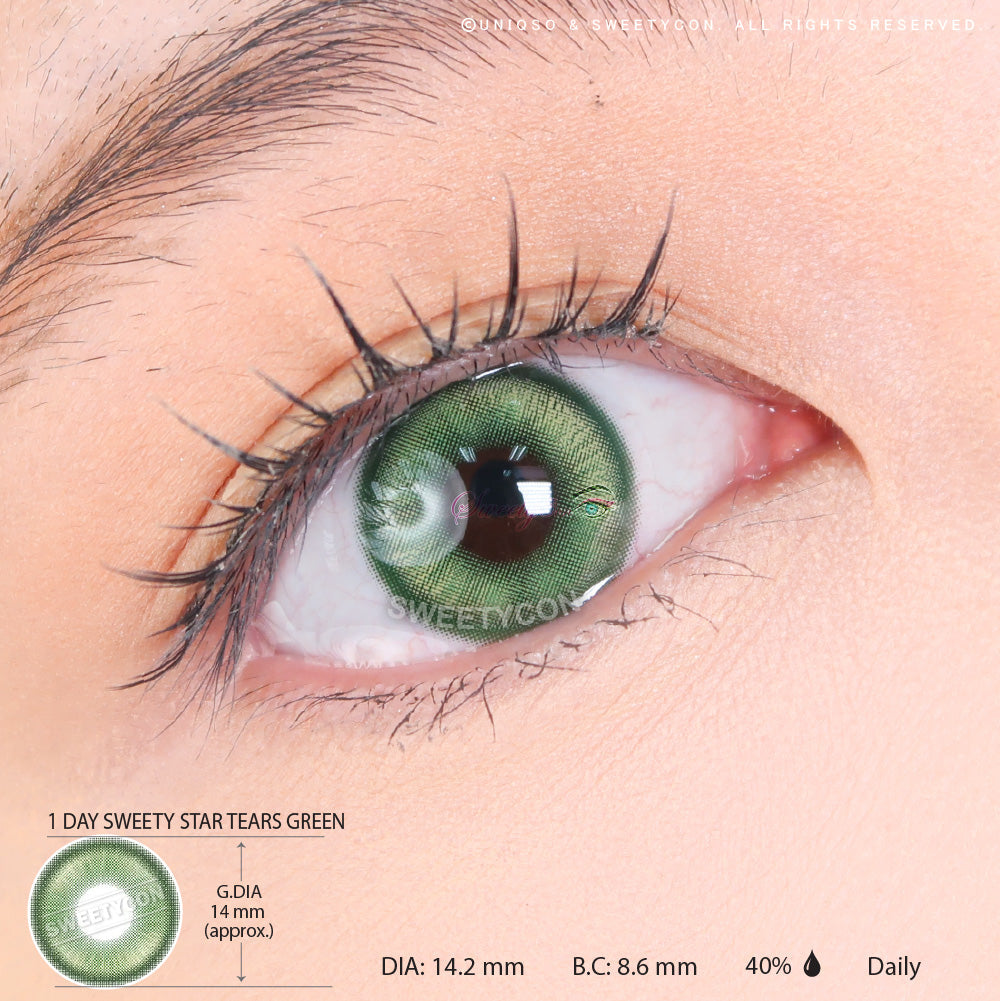 1 Day Sweety Star Tears Green (2 or 10 lenses/pack)-Colored Contacts-UNIQSO UK