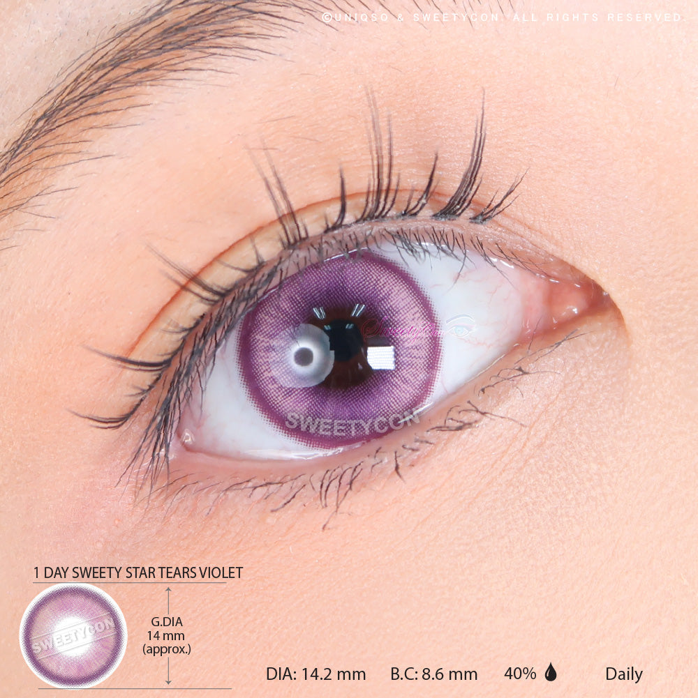 1 Day Sweety Star Tears Violet (2 or 10 lenses/pack)-Colored Contacts-UNIQSO UK