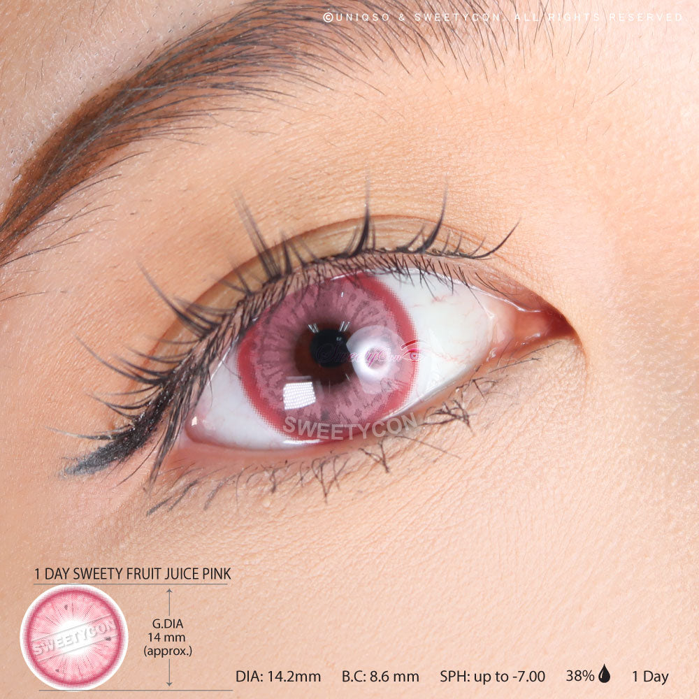 1 Day Sweety Fruit Juice Pink (2 or 10 lenses/pack)-Colored Contacts-UNIQSO