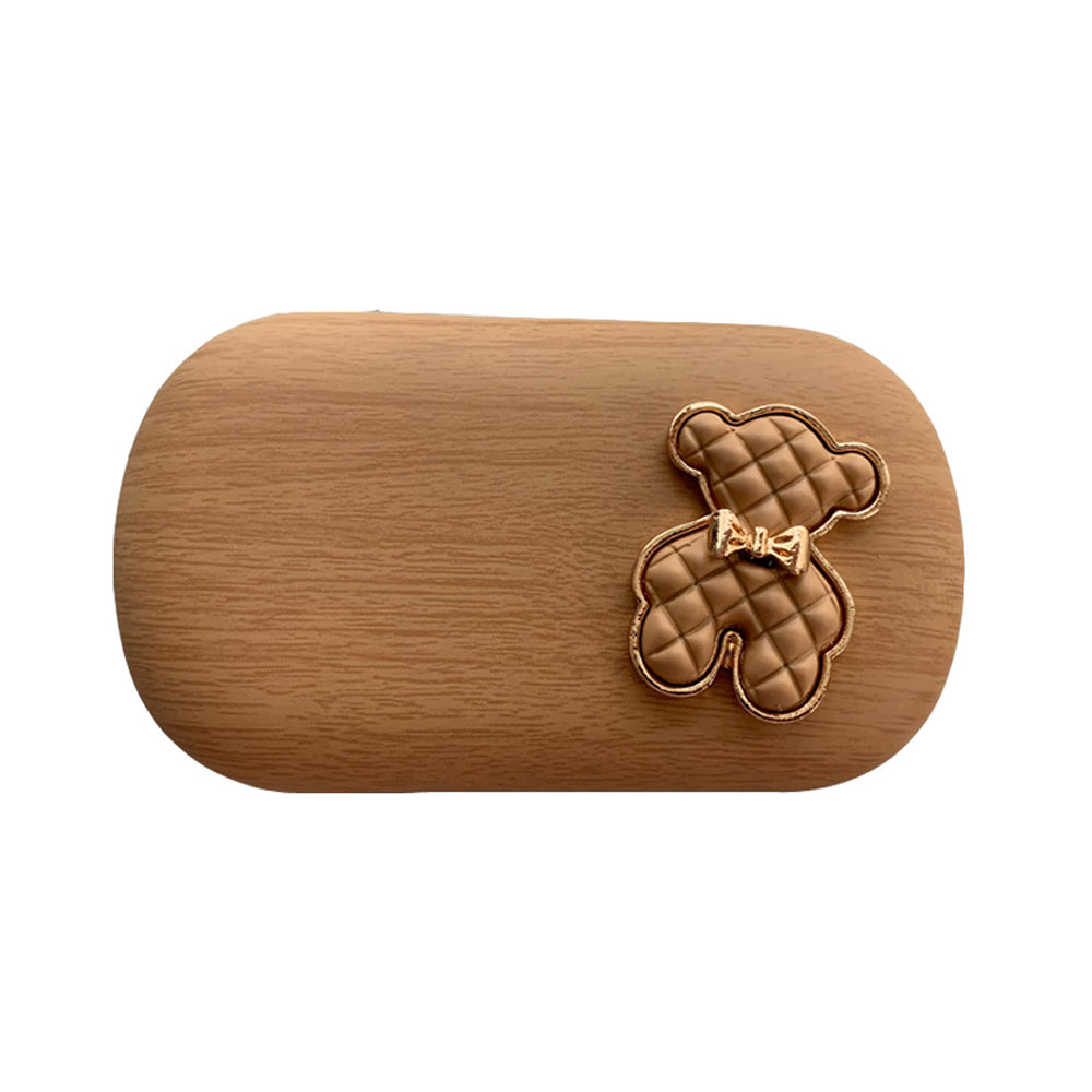 Little Bear Wooden Print Elegance Contact Lens Case Travel Kit-Lens Case-UNIQSO