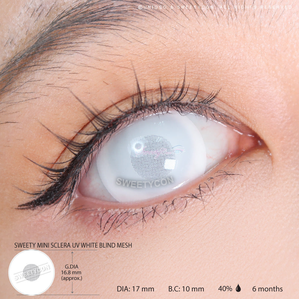 Sweety Mini Sclera UV White Blind Mesh (1 lens/pack)-Mini Sclera Contacts-UNIQSO