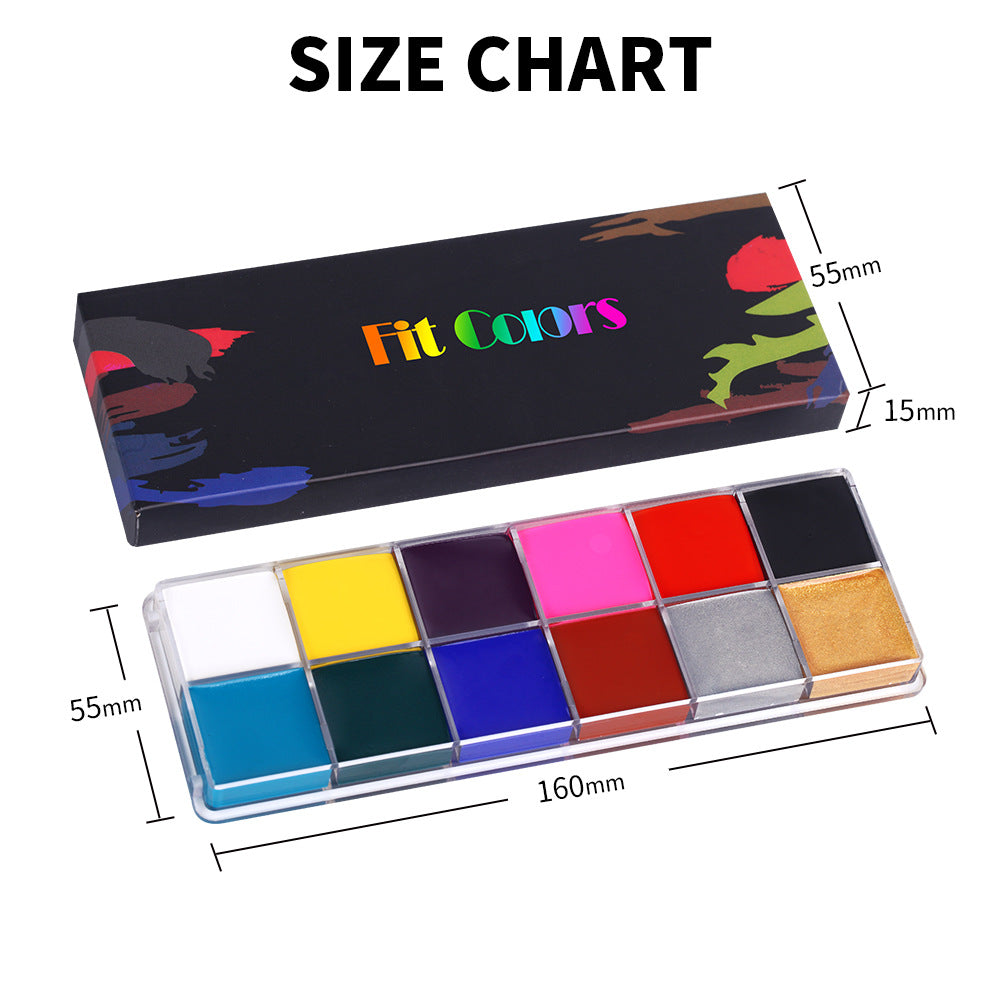 Fit Colors 12 Colors Water Soluble Face & Body Paint-Makeup Palette-UNIQSO