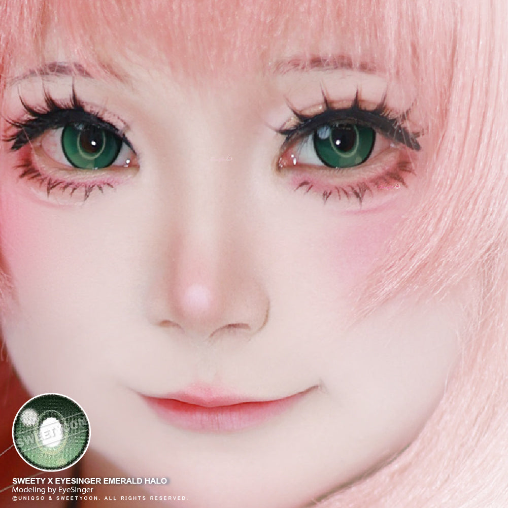 Sweety x Eyesinger Emerald Halo (2 lenses/pack)-Colored Contacts-UNIQSO UK