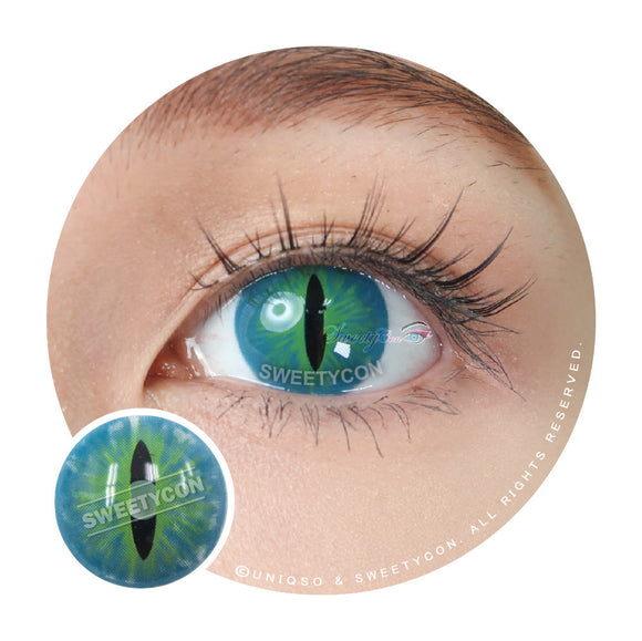 Sweety Crazy Dark Green Demon Eye / Cat Eye (New) (1 lens/pack)-Crazy Contacts-UNIQSO