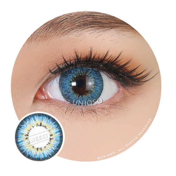Western Eyes Puffy 3 Tones Blue (1 lens/pack)-Colored Contacts-UNIQSO