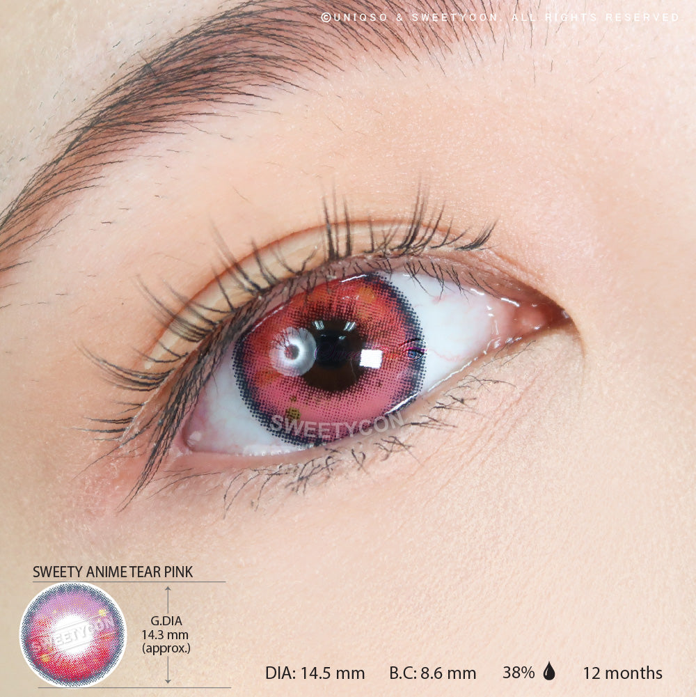 Sweety Anime Tear Pink (1 lens/pack)-Colored Contacts-UNIQSO