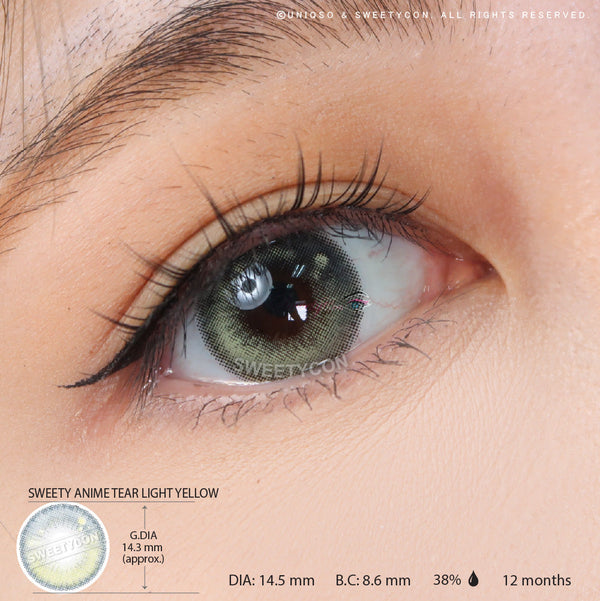 Sweety Anime Tear Light Yellow (1 lens/pack)-Colored Contacts-UNIQSO