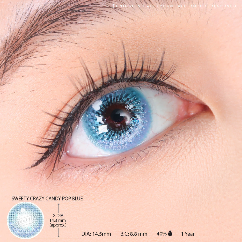 Sweety Crazy Candy Pop Blue (1 lens/pack)-Colored Contacts-UNIQSO