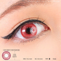 1 Day Sweety Star Tears Red (10 lenses/pack)-Colored Contacts-UNIQSO