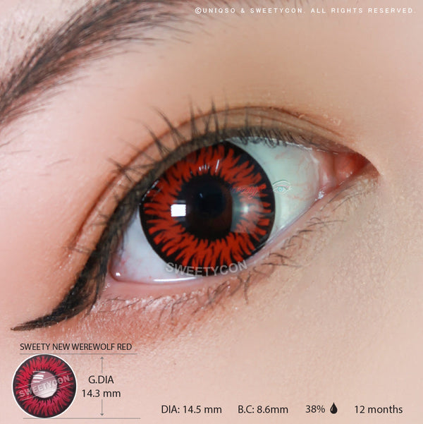 Sweety Crazy New Werewolf Red (1 lens/pack)-Crazy Contacts-UNIQSO