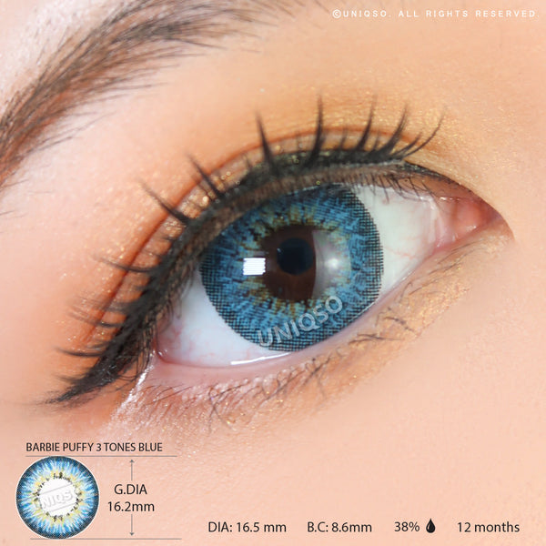 Western Eyes Puffy 3 Tones Blue (1 lens/pack)-Colored Contacts-UNIQSO