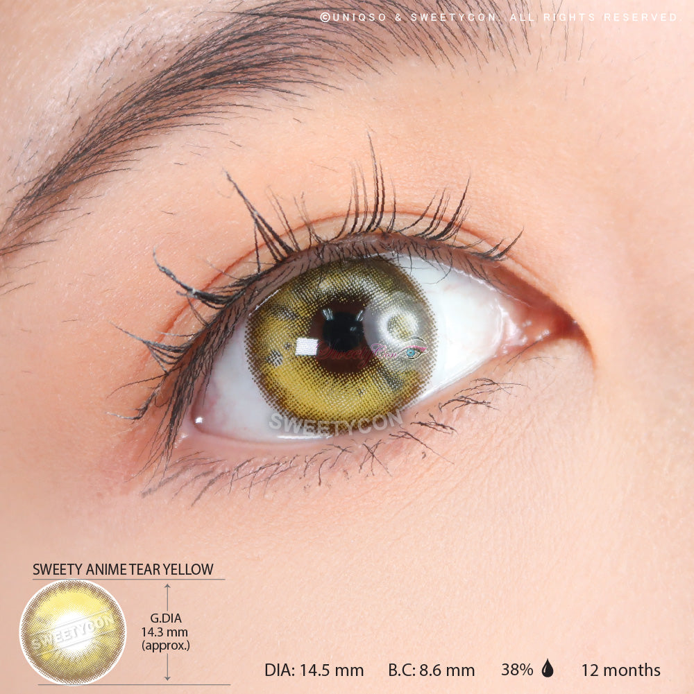 Sweety Anime Tear Yellow (1 lens/pack)-Colored Contacts-UNIQSO