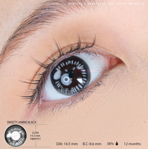 Sweety Anime Black (1 lens/pack)-Colored Contacts-UNIQSO