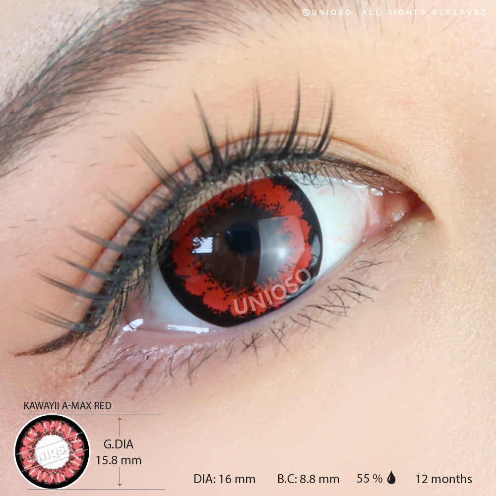 Kawayii A-Max Red (1 lens/pack)-Colored Contacts-UNIQSO UK