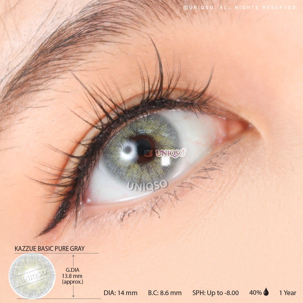 Kazzue Basic Pure Gray (1 lens/pack)-Colored Contacts-UNIQSO UK
