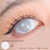 Kazzue Crazy Lens with Power - White Mesh (1 lens/pack)-Crazy Contacts-UNIQSO UK