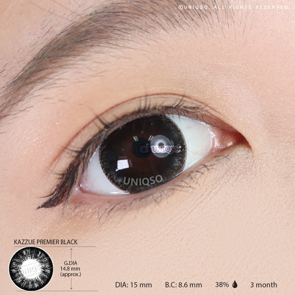 Kazzue Premier Black (1 lens/pack)-Colored Contacts-UNIQSO UK
