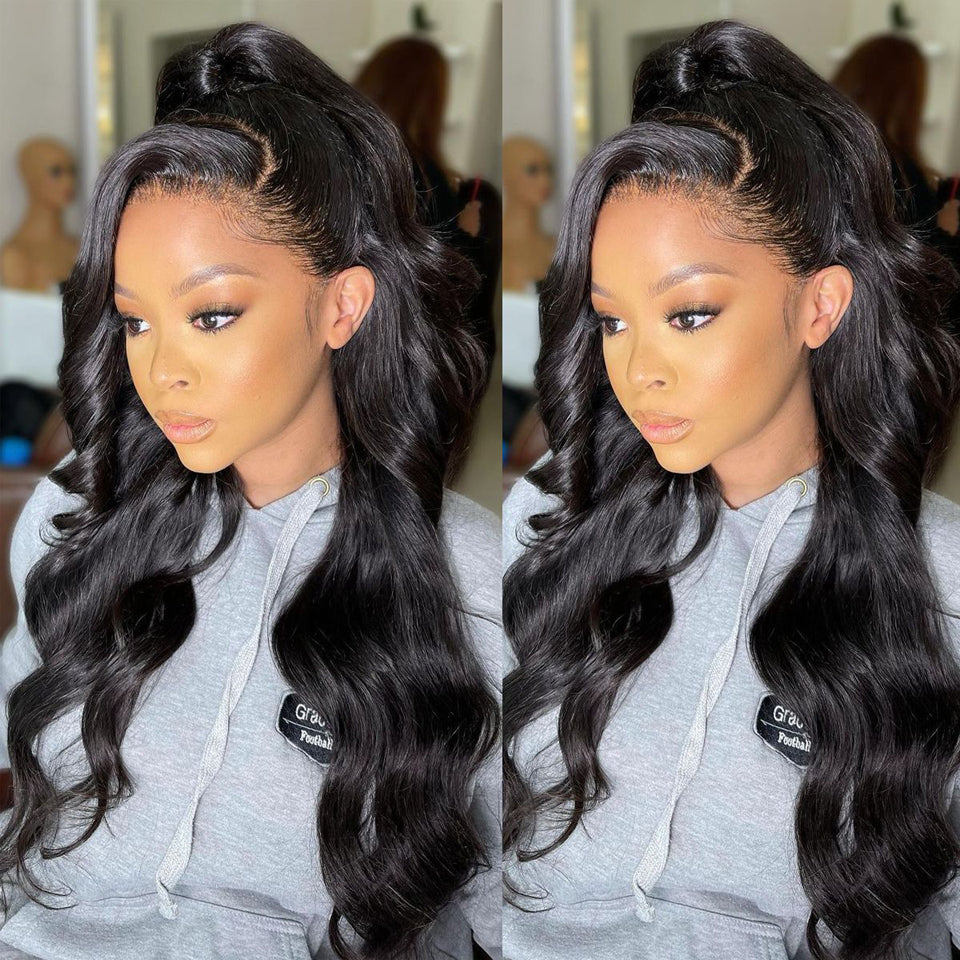 Premium Wig - Ravishing Butterfly Long Wave Black Brown Lace Front-Lace Front Wig-UNIQSO UK