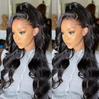 Premium Wig - Ravishing Butterfly Long Wave Black Brown Lace Front-Lace Front Wig-UNIQSO UK