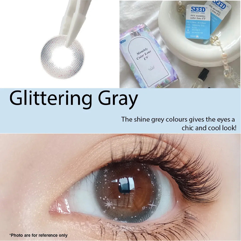 SEED Monthly Color Lens UV - Glittering Gray-Colored Contacts-UNIQSO UK