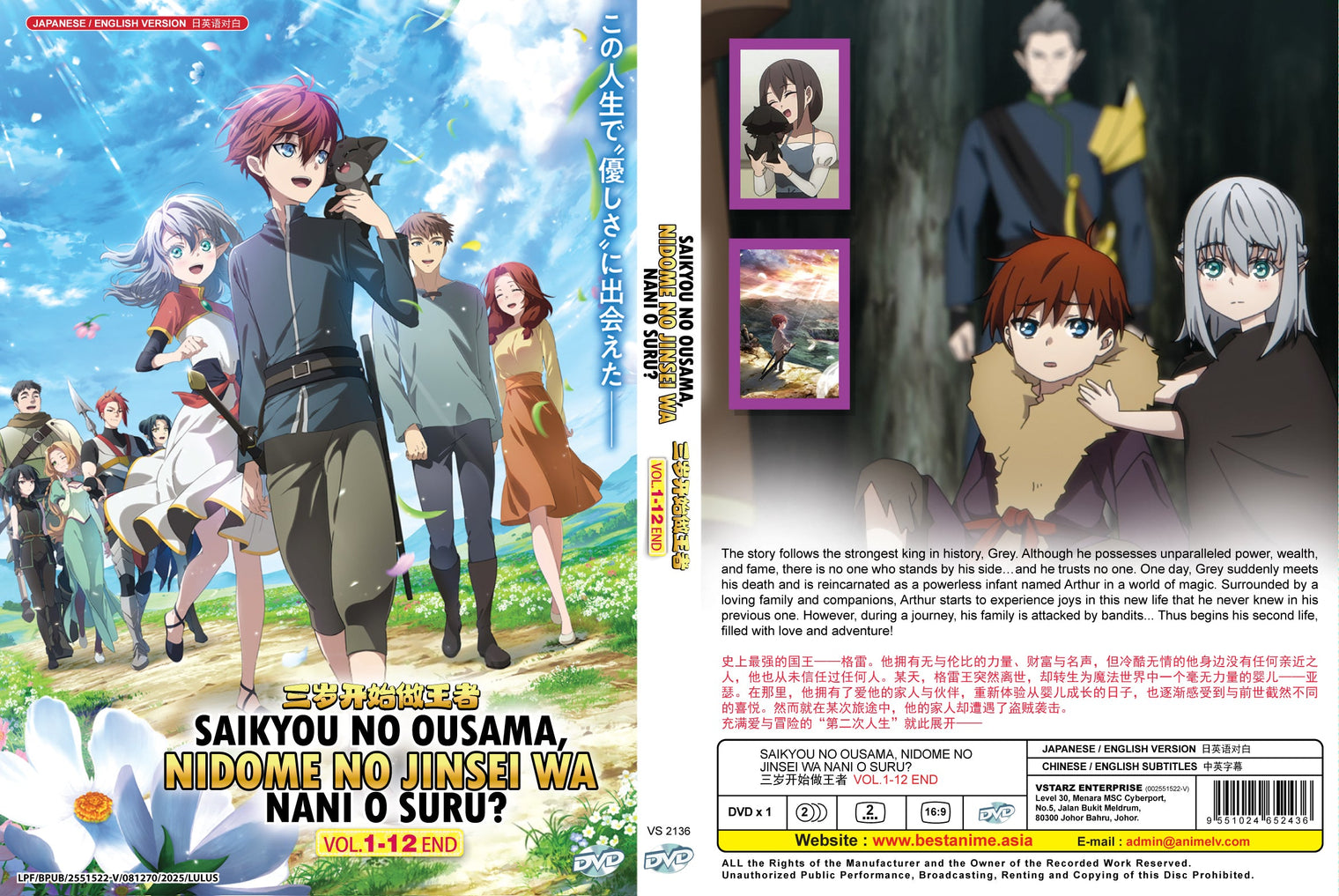 Original DVD - Saikyou no Ousama, Nidome no Jinsei wa Nani o Suru Vol.1-12  End