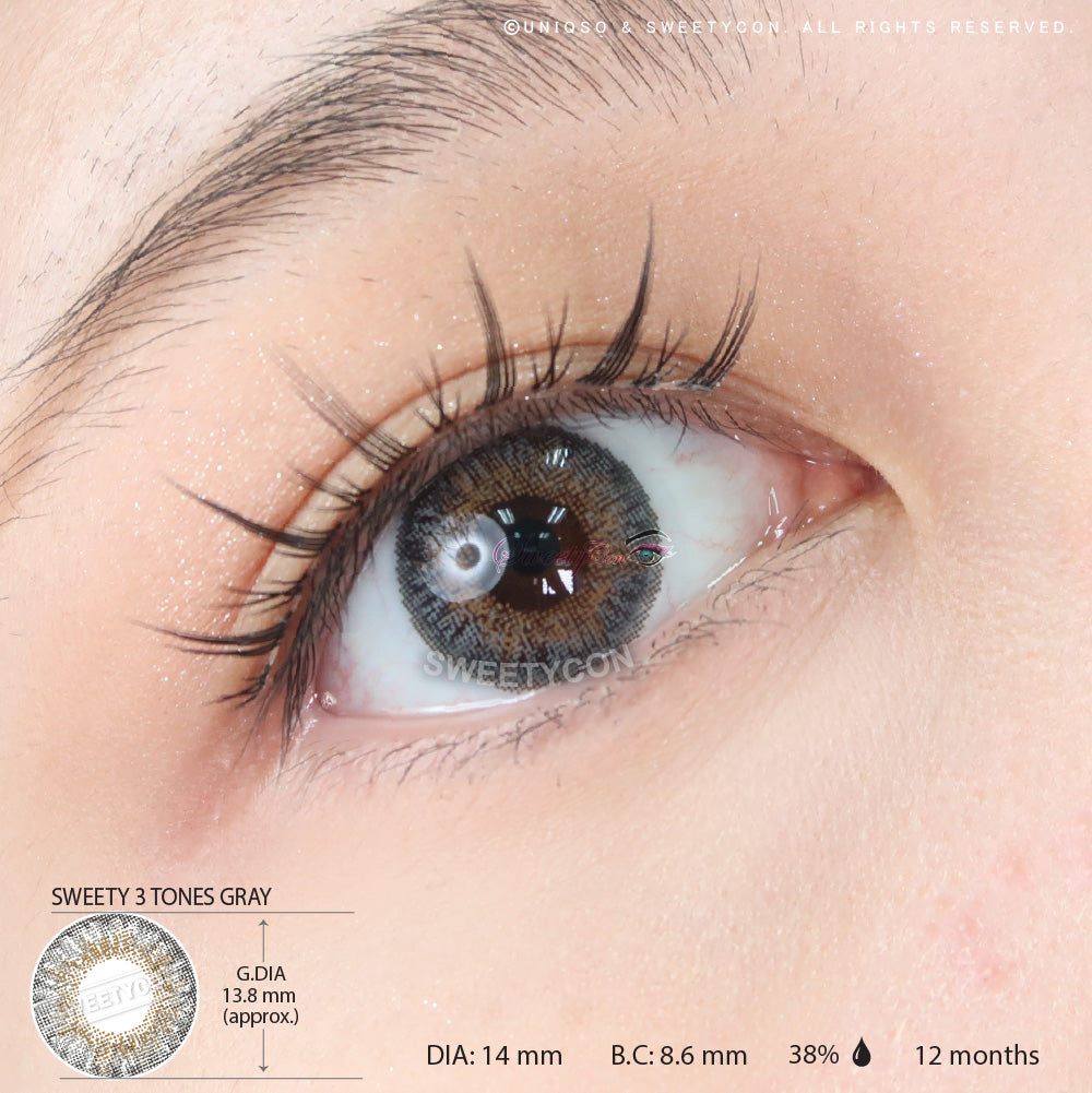 Sweety 3 Tones Gray (1 lens/pack)-Colored Contacts-UNIQSO UK