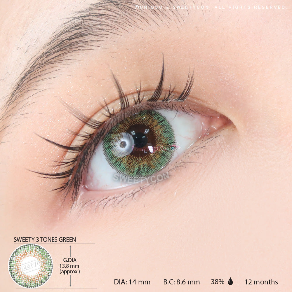 Sweety 3 Tones Green (1 lens/pack)-Colored Contacts-UNIQSO UK