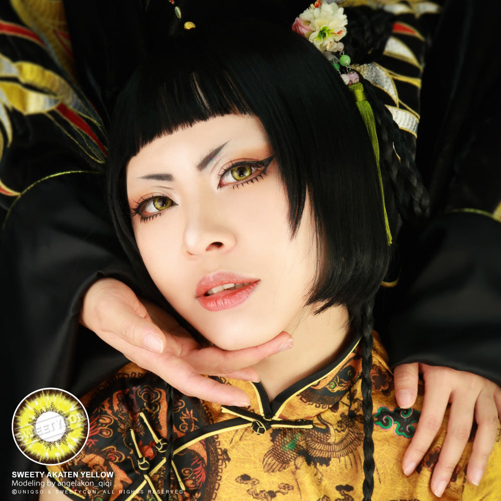 Sweety Akaten Yellow (1 lens/pack)-Colored Contacts-UNIQSO UK