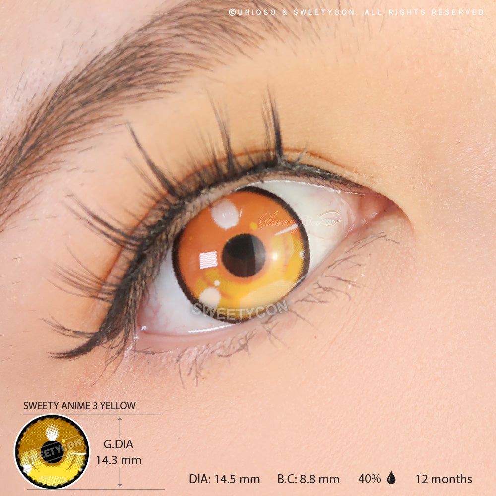 Sweety Anime 3 Yellow (1 lens/pack)-Colored Contacts-UNIQSO UK