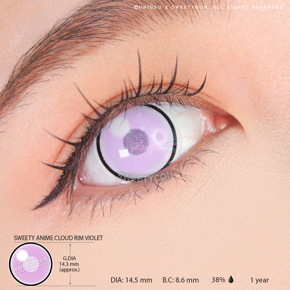 Sweety Anime Cloud Rim Violet (1 lens/pack)-Colored Contacts-UNIQSO UK