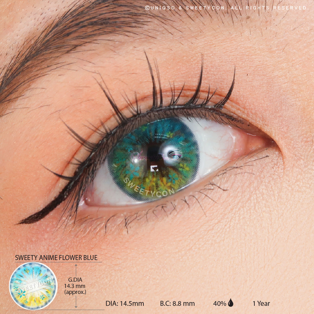Sweety Anime Flower Blue (1 lens/pack)-Colored Contacts-UNIQSO UK