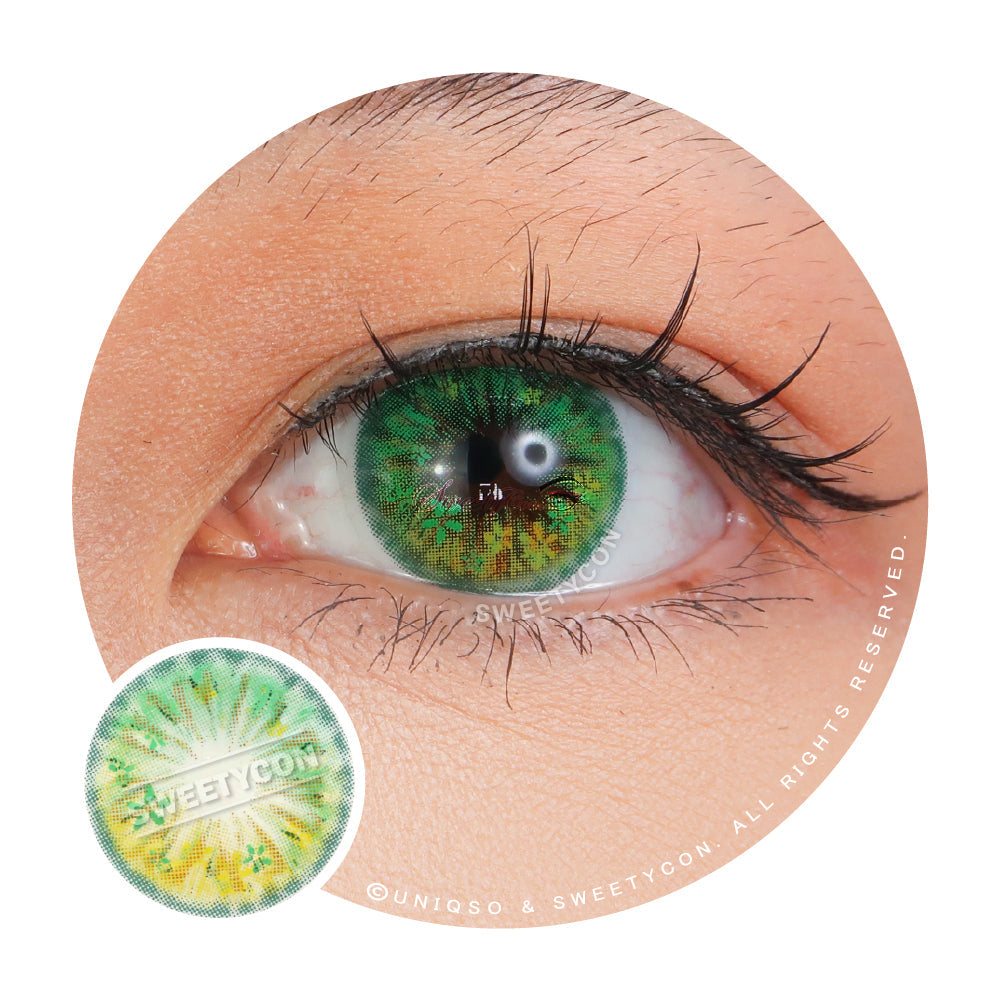 Sweety Anime Flower Green (1 lens/pack)-Colored Contacts-UNIQSO UK