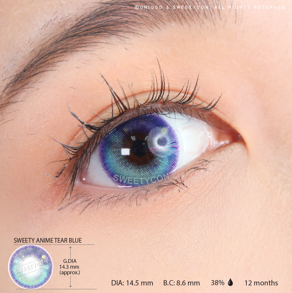 Sweety Anime Tear Blue (1 lens/pack)-Colored Contacts-UNIQSO UK