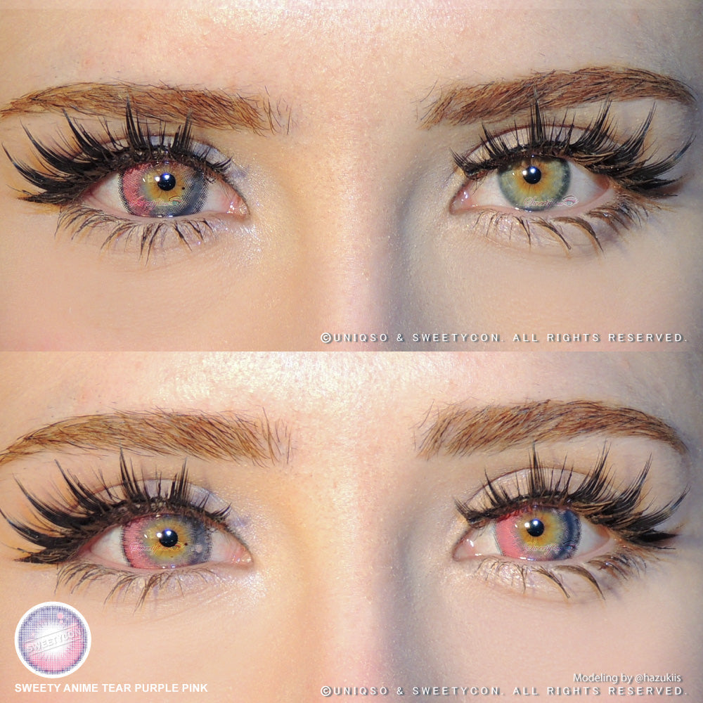 Sweety Anime Tear Purple Pink (1 lens/pack)-Colored Contacts-UNIQSO UK