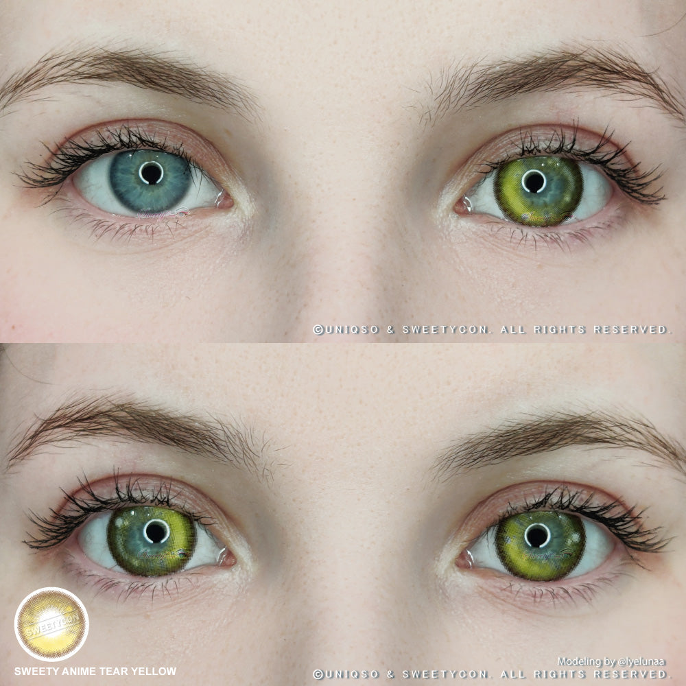 Sweety Anime Tear Yellow (1 lens/pack)-Colored Contacts-UNIQSO UK