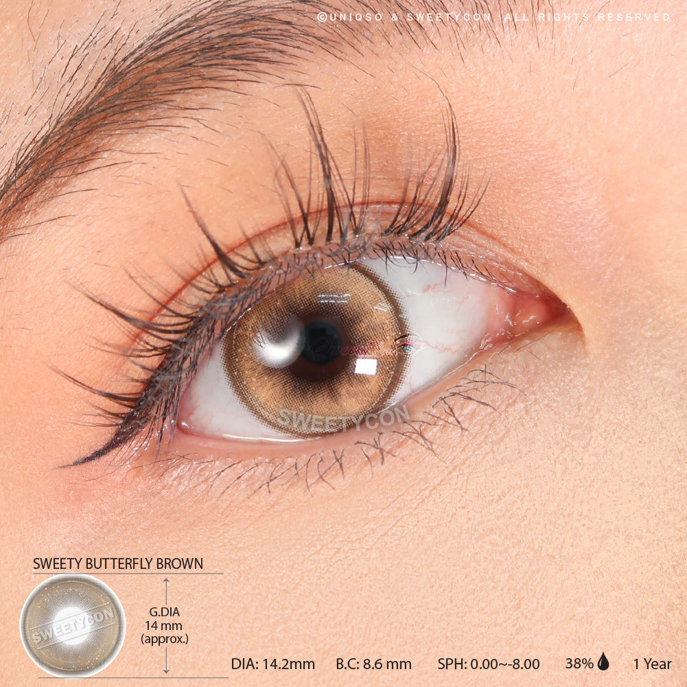 Sweety Butterfly Brown (1 lens/pack)-Colored Contacts-UNIQSO UK