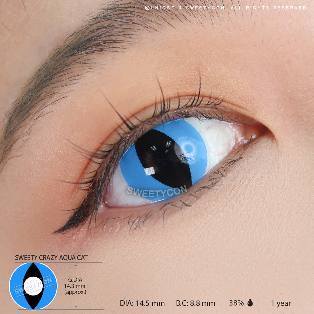 Sweety Crazy Aqua Cat (1 lens/pack)-Crazy Contacts-UNIQSO UK