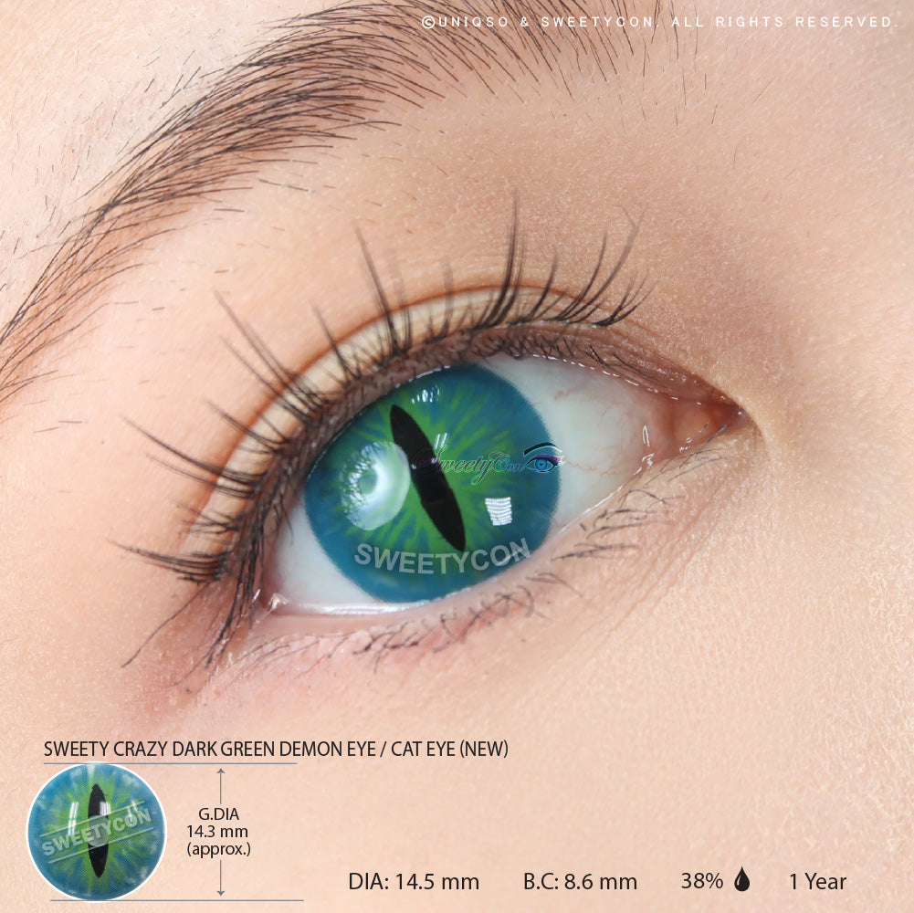 Sweety Crazy Dark Green Demon Eye / Cat Eye (New) (1 lens/pack)-Crazy Contacts-UNIQSO UK
