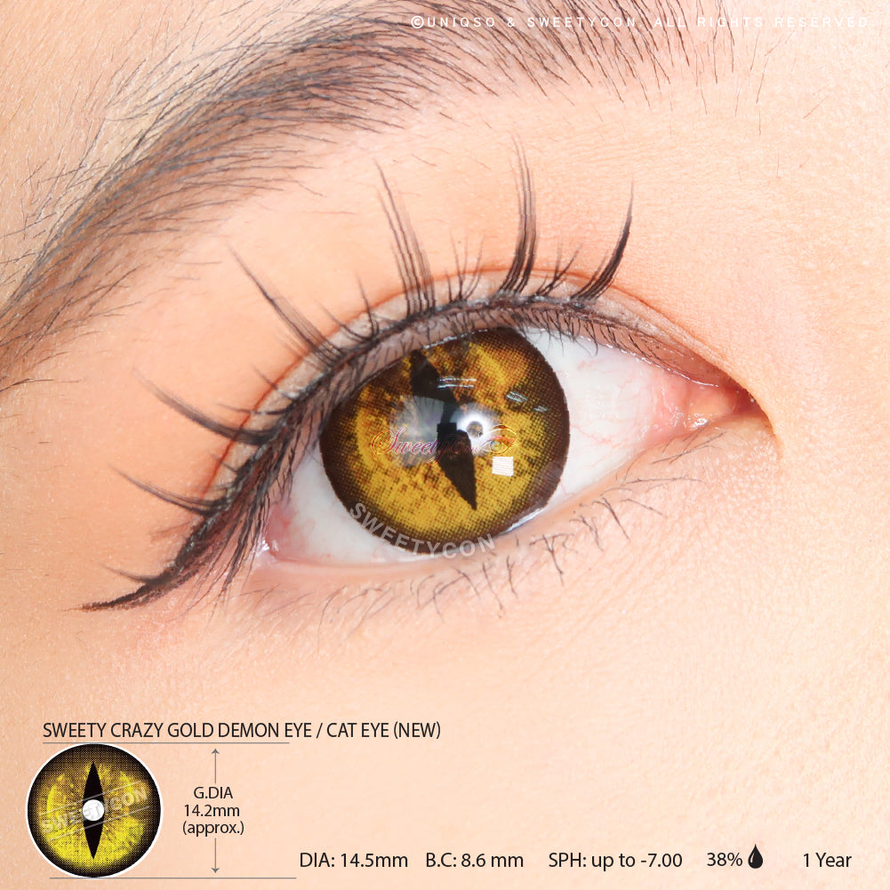 Sweety Crazy Gold Demon Eye / Cat Eye (New) (1 lens/pack)-Crazy Contacts-UNIQSO UK