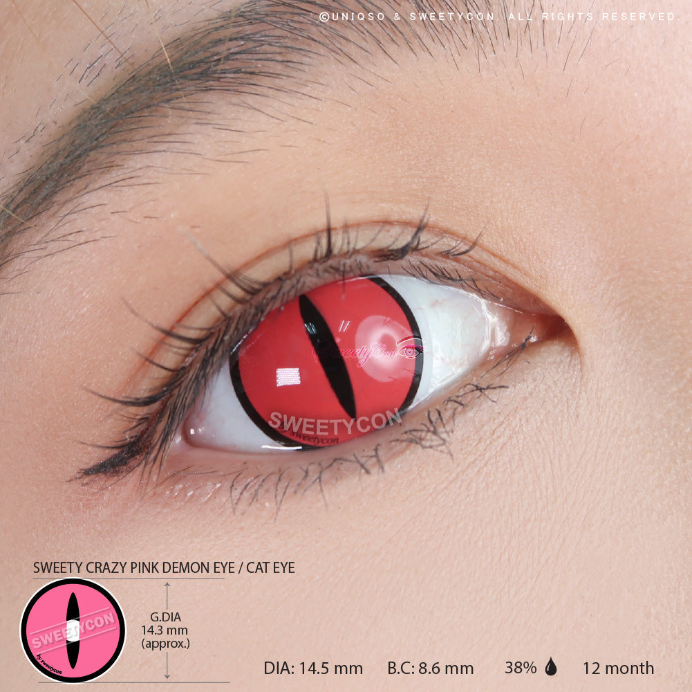 Sweety Crazy Pink Demon Eye / Cat Eye (1 lens/pack)-Crazy Contacts-UNIQSO UK